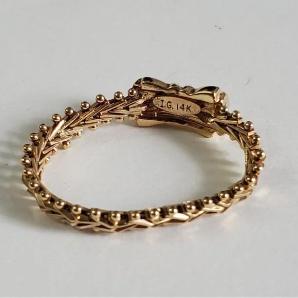 14K Gold Bow Flexible Ring - Picture 2 of 7